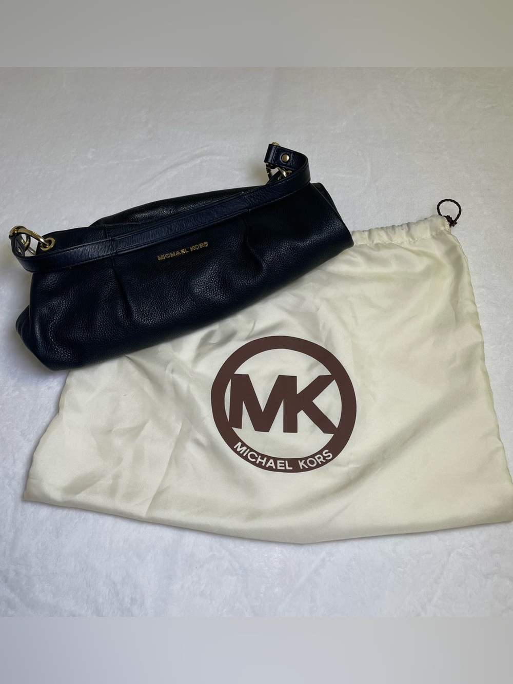 Michael Kors Black Pebbled Leather Ring Hobo Shoulder Bag w/ Dust Bag